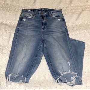 Size 0 ripped mom jeans AEO